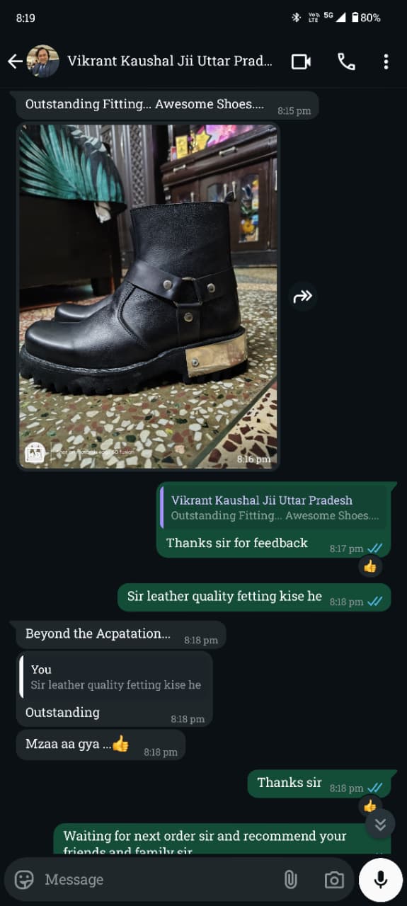 Customer feedback screenshot from Vikrant