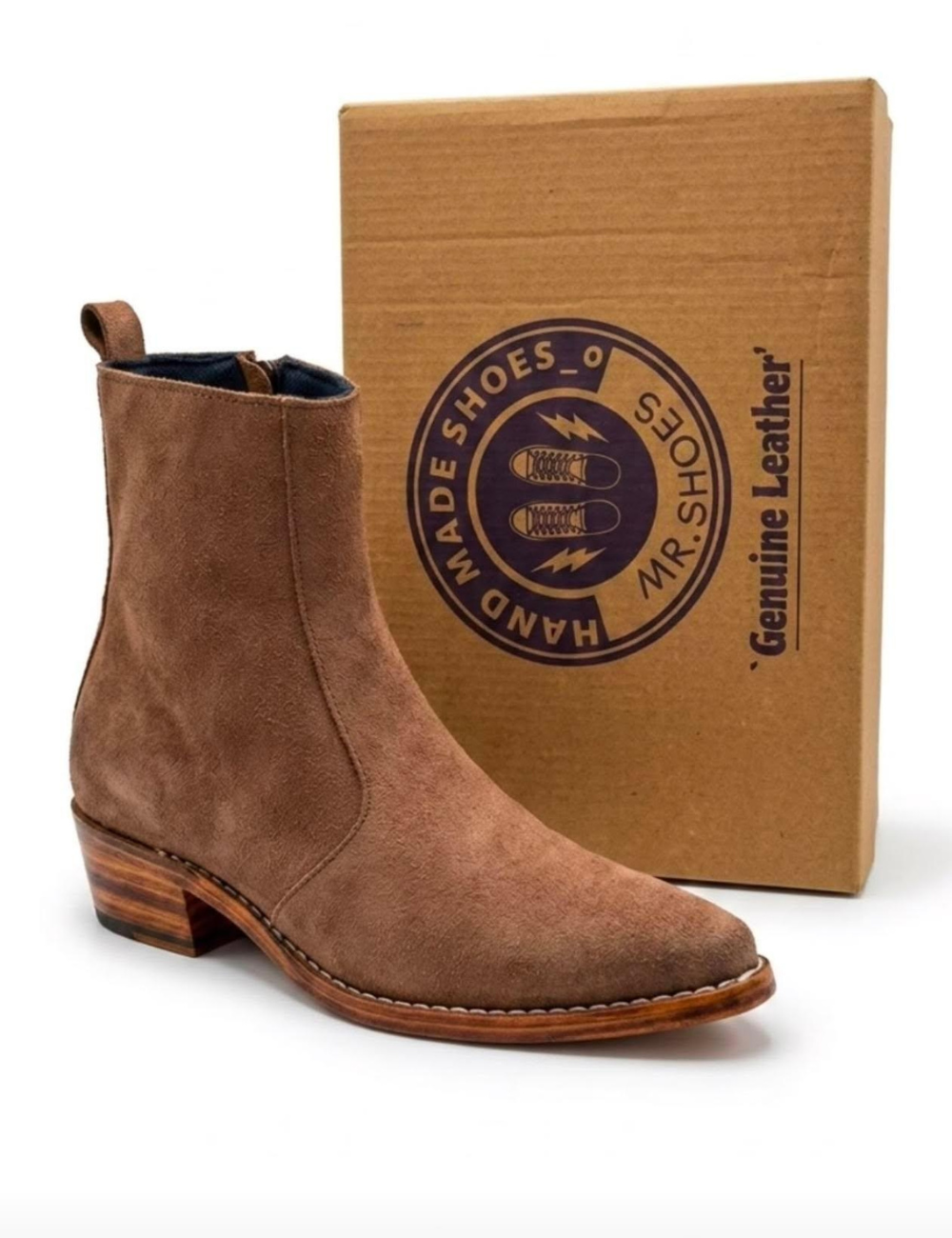 Classic Camel Suede Handmade Zeeper Boots