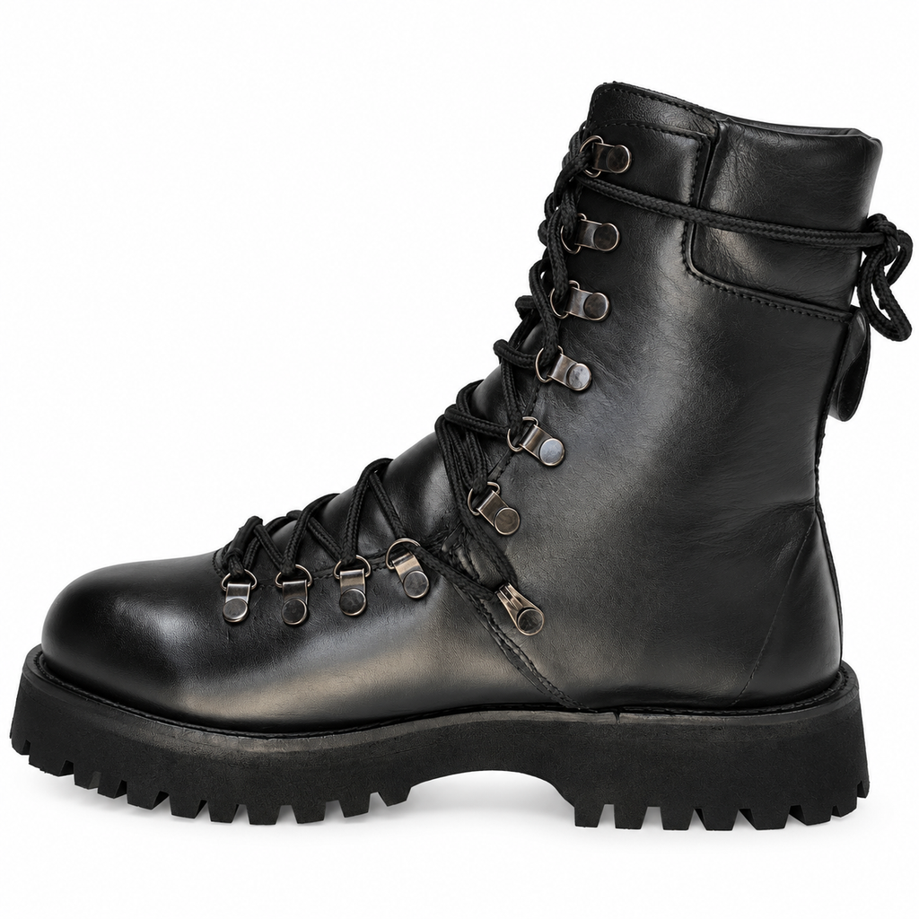 Black Chunky Lace-Up Combat Boots