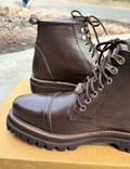 Genuine Handmade  Brown Laced Leather Boots With Rubber  Sole With Premium Finishing