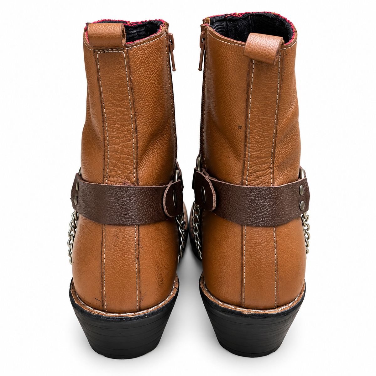 Premium Yellow Tan & Brown Leather Ankle Zipper Boot