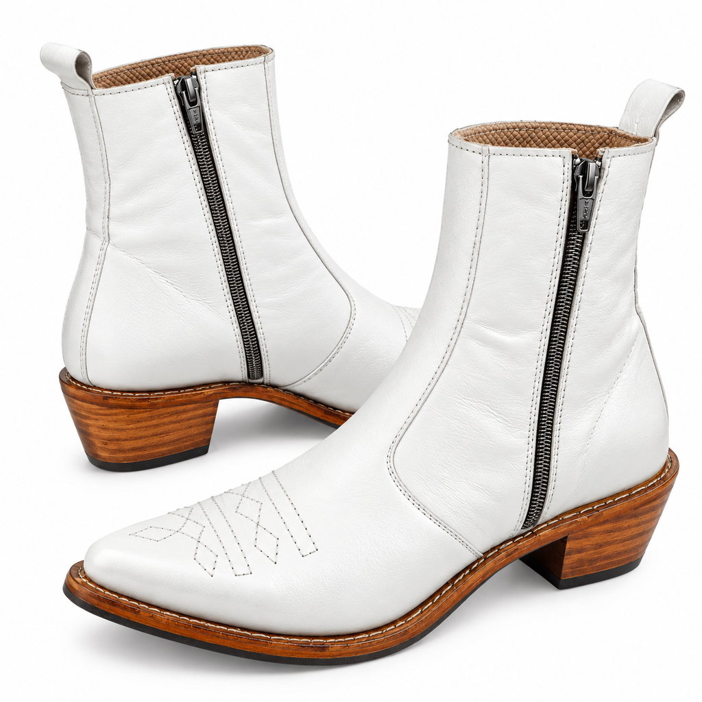 Royal White Heritage Ankle Leather Zipper Boot