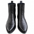 Black Heritage Stitch Ankle Leather Zipper Boot