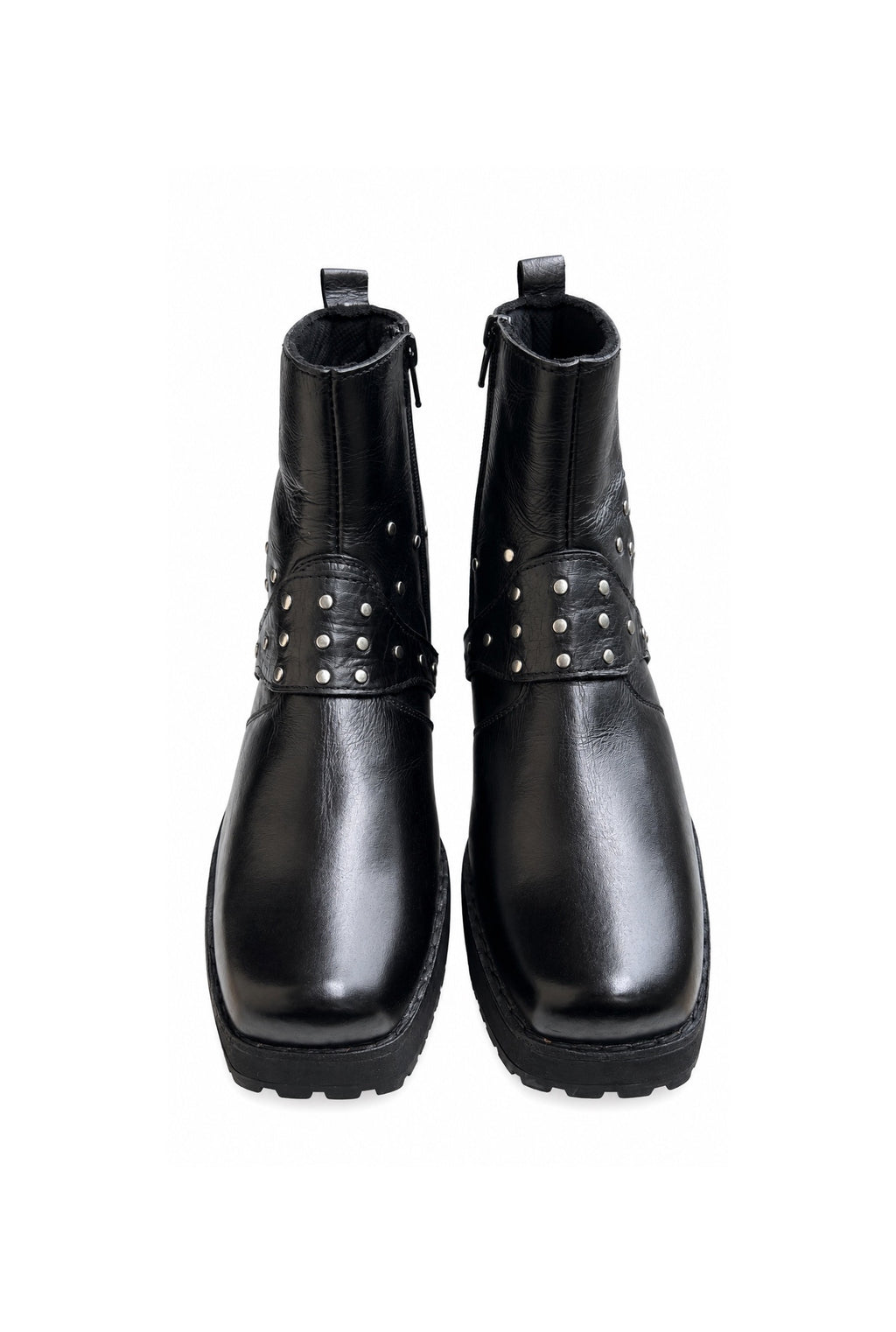 Premium Black Zeeper Leather Boot with Stylish Harness |