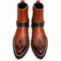 Handmade Vintage Brown Leather Ankle Zipper Boot