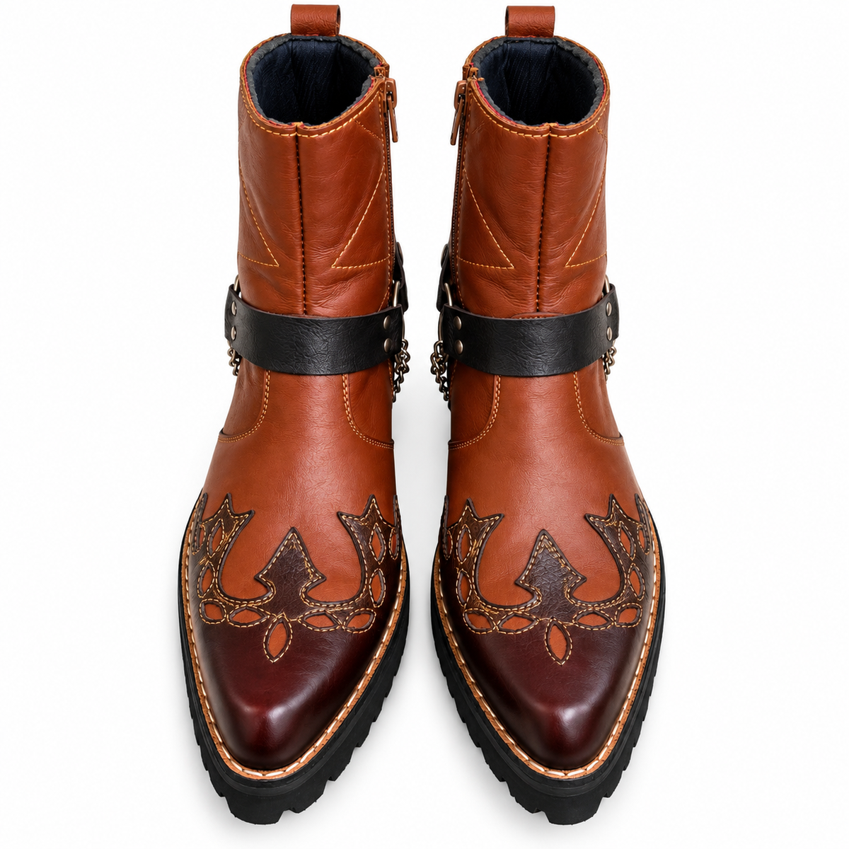 Handmade Vintage Brown Leather Ankle Zipper Boot