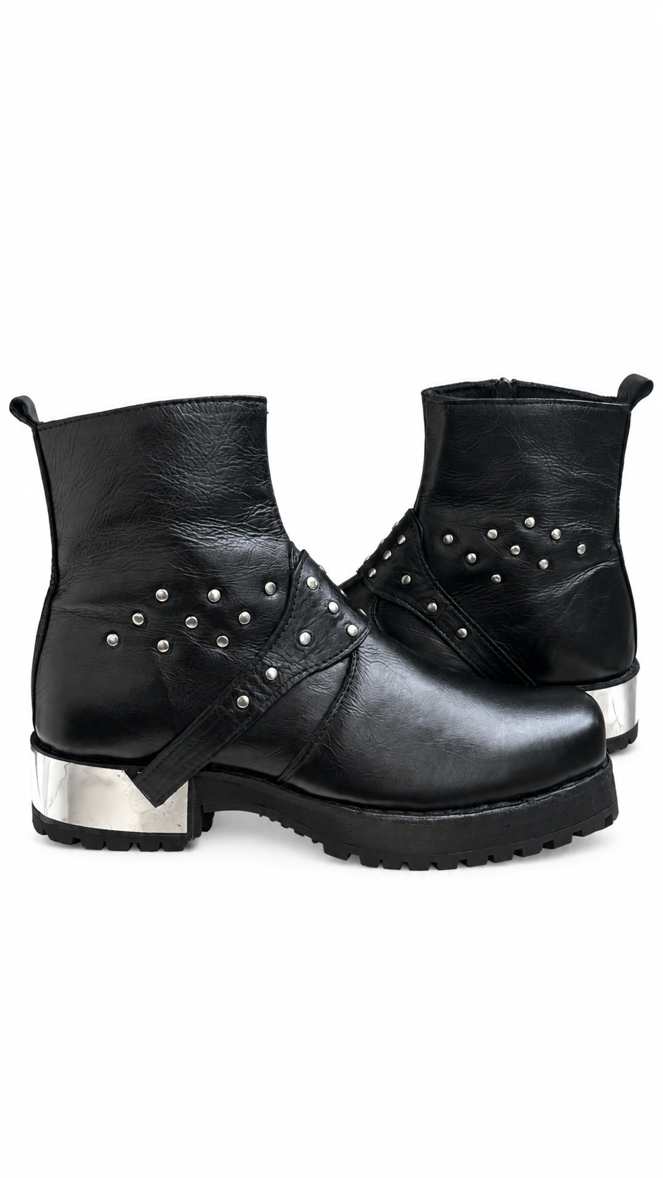 Premium Black Zeeper Leather Boot with Stylish Harness |