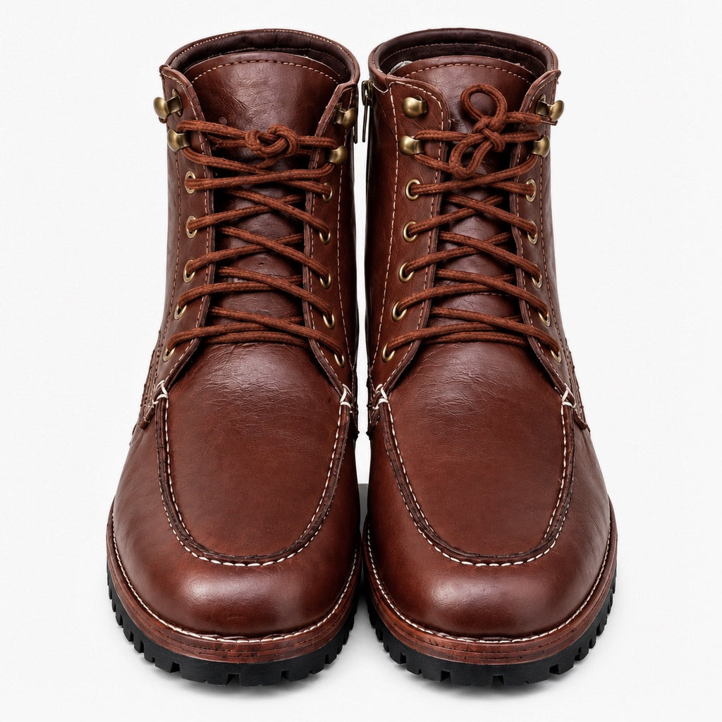 Chestnut Brown Moc-Toe Lace-Up Boot