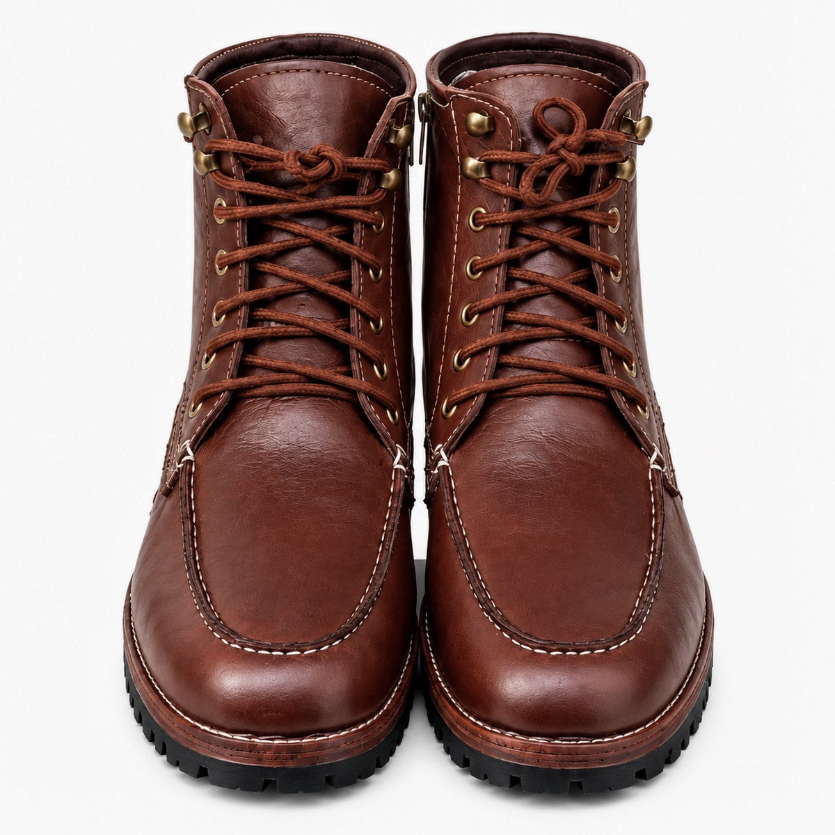 Chestnut Brown Moc-Toe Lace-Up Boot