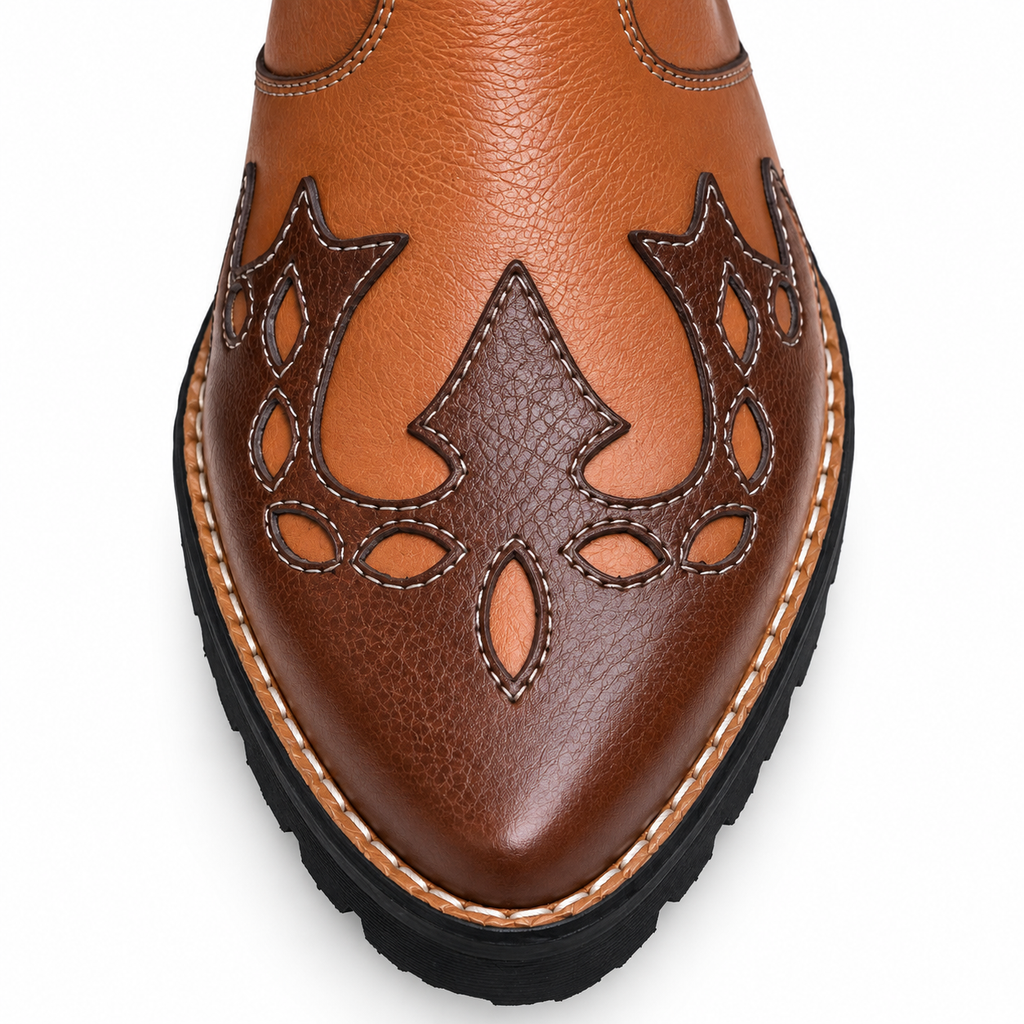 Premium Yellow Tan & Brown Leather Ankle Zipper Boot