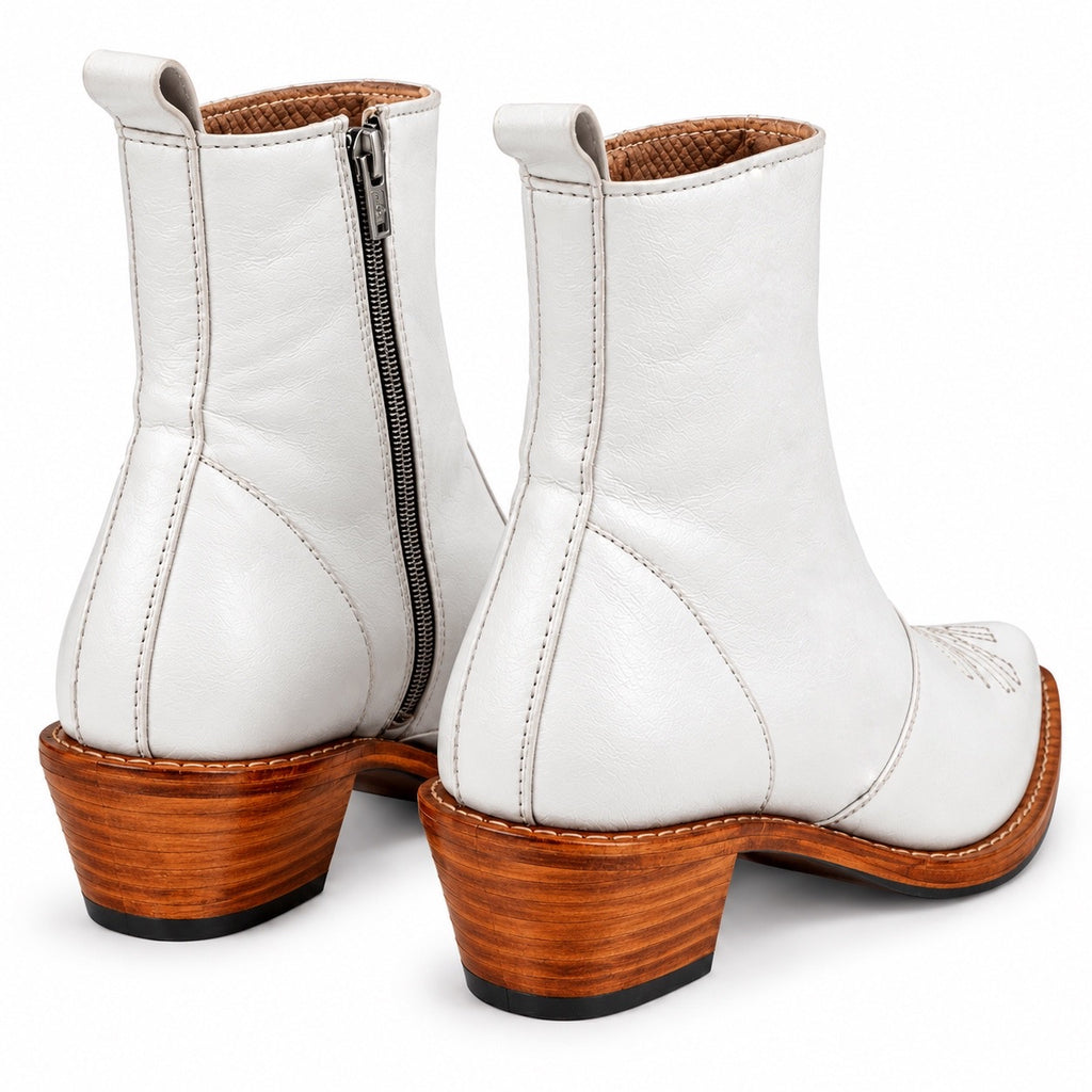Royal White Heritage Ankle Leather Zipper Boot