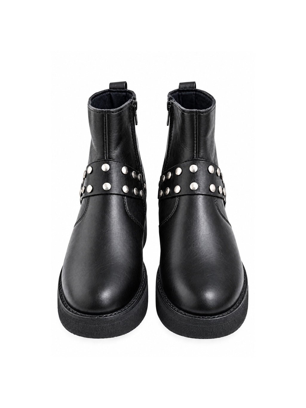 Premium Black Leather Boot | Handmade Style Round Shape Stylish Harness & TPR Sole