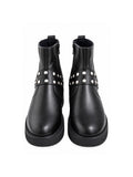 Premium Black Leather Boot | Handmade Style Round Shape Stylish Harness & TPR Sole