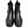 Black Urban Harness  Leather Zipper Boots