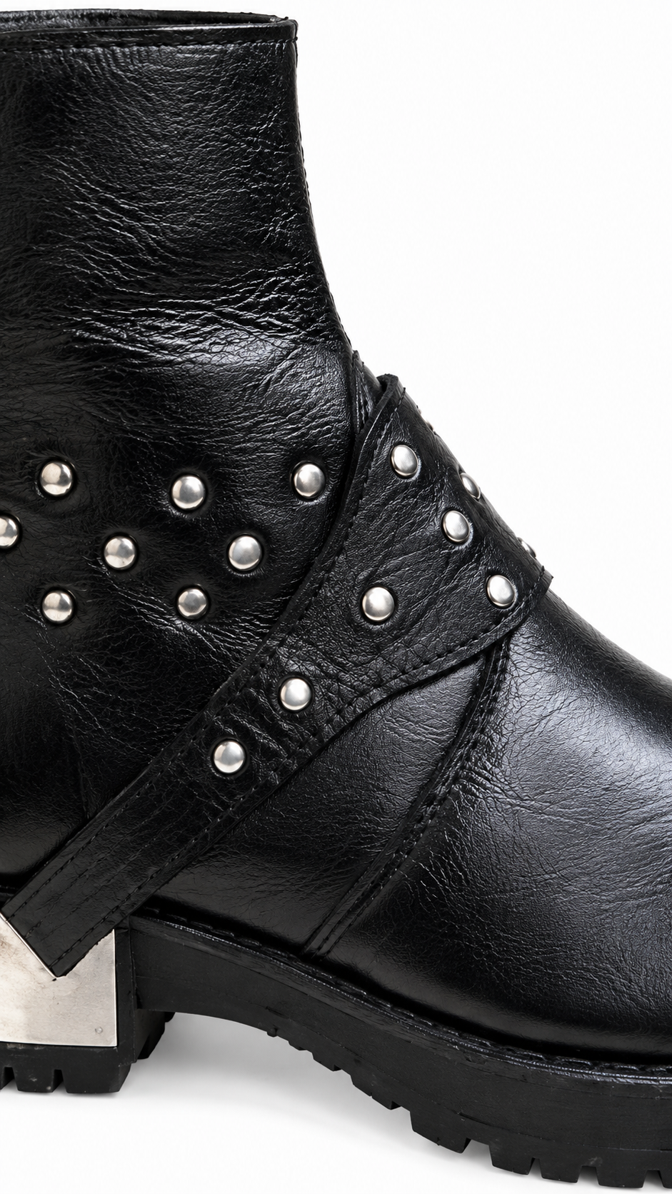Premium Black Zeeper Leather Boot with Stylish Harness |
