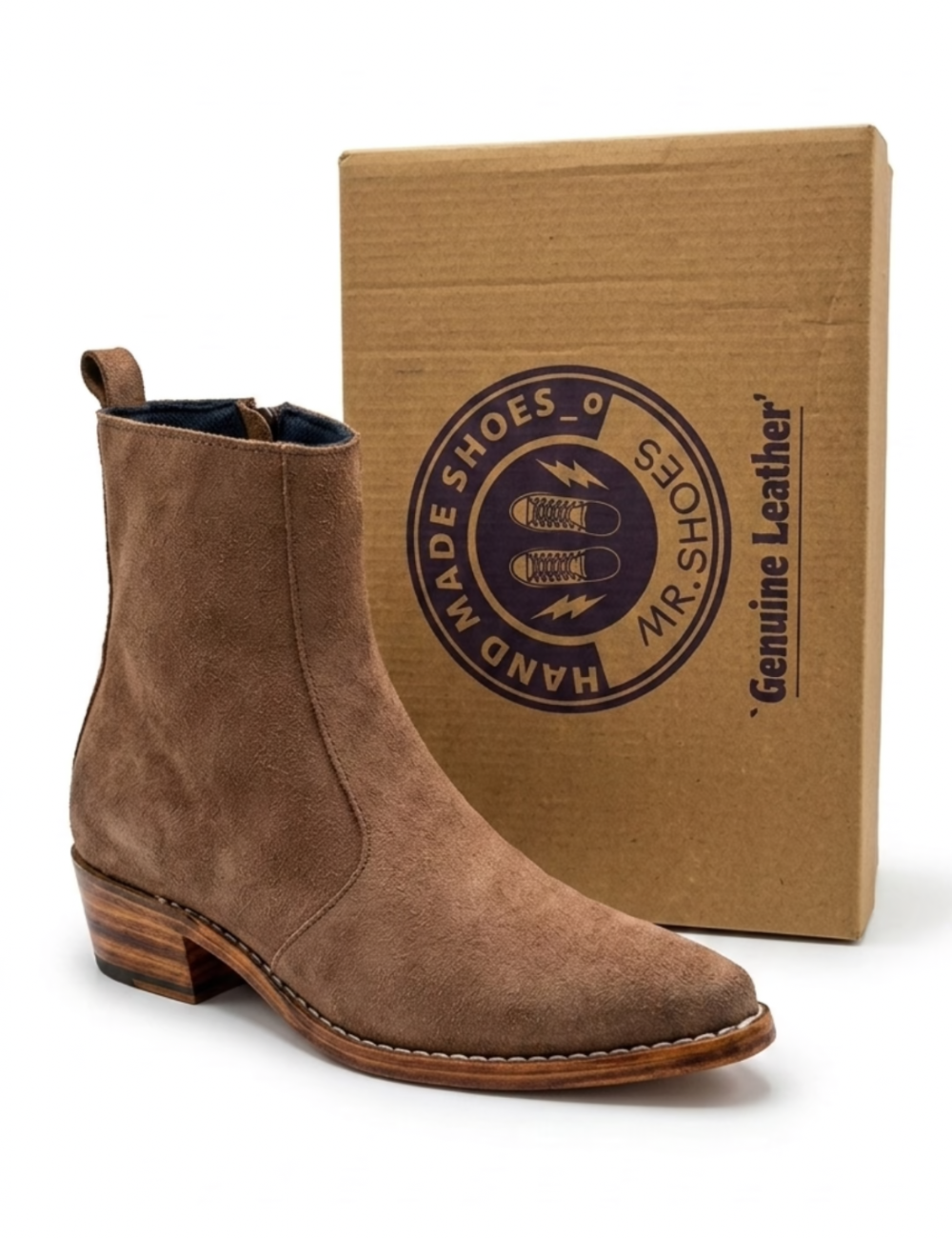 Classic Camel Suede Handmade Zeeper Boots