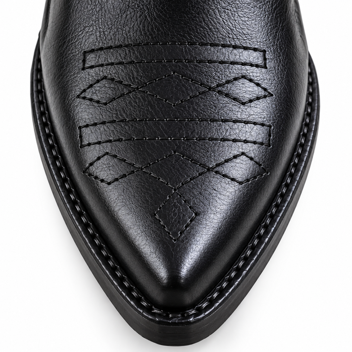 Black Heritage Stitch Ankle Leather Zipper Boot