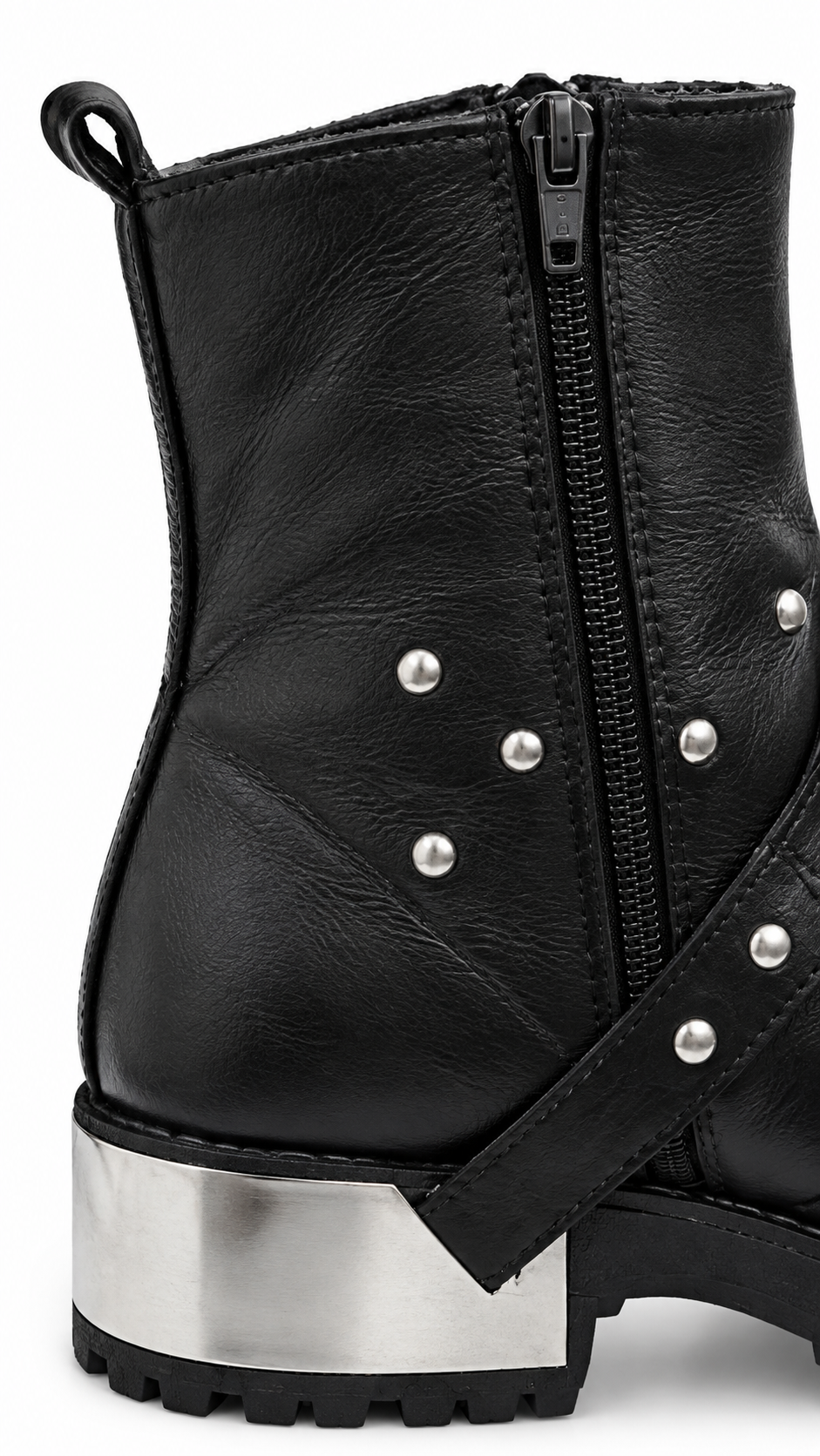 Premium Black Zeeper Leather Boot with Stylish Harness |