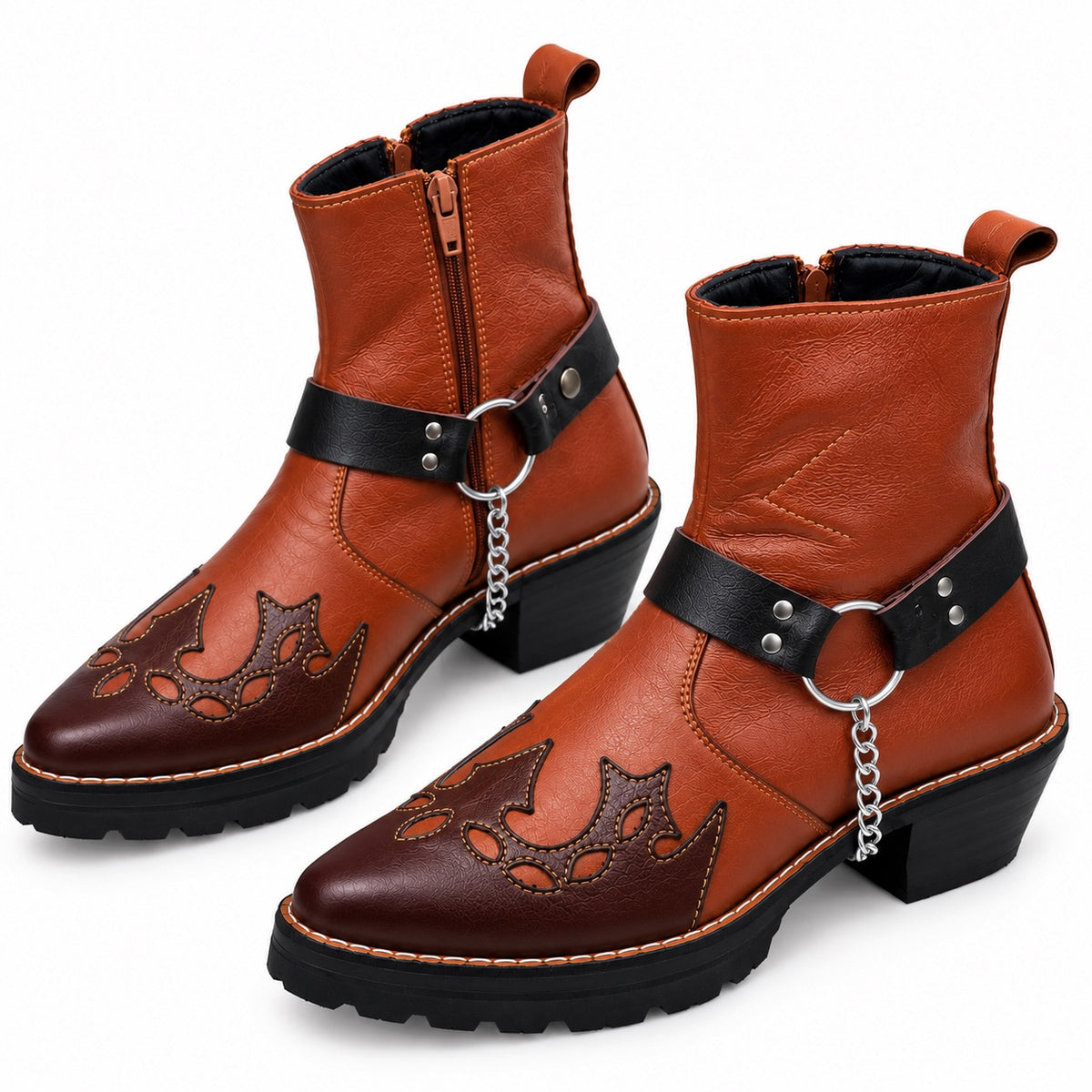 Handmade Vintage Brown Leather Ankle Zipper Boot
