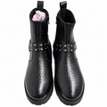 Black Croc-Texture Studded Ankle Zipper Boot