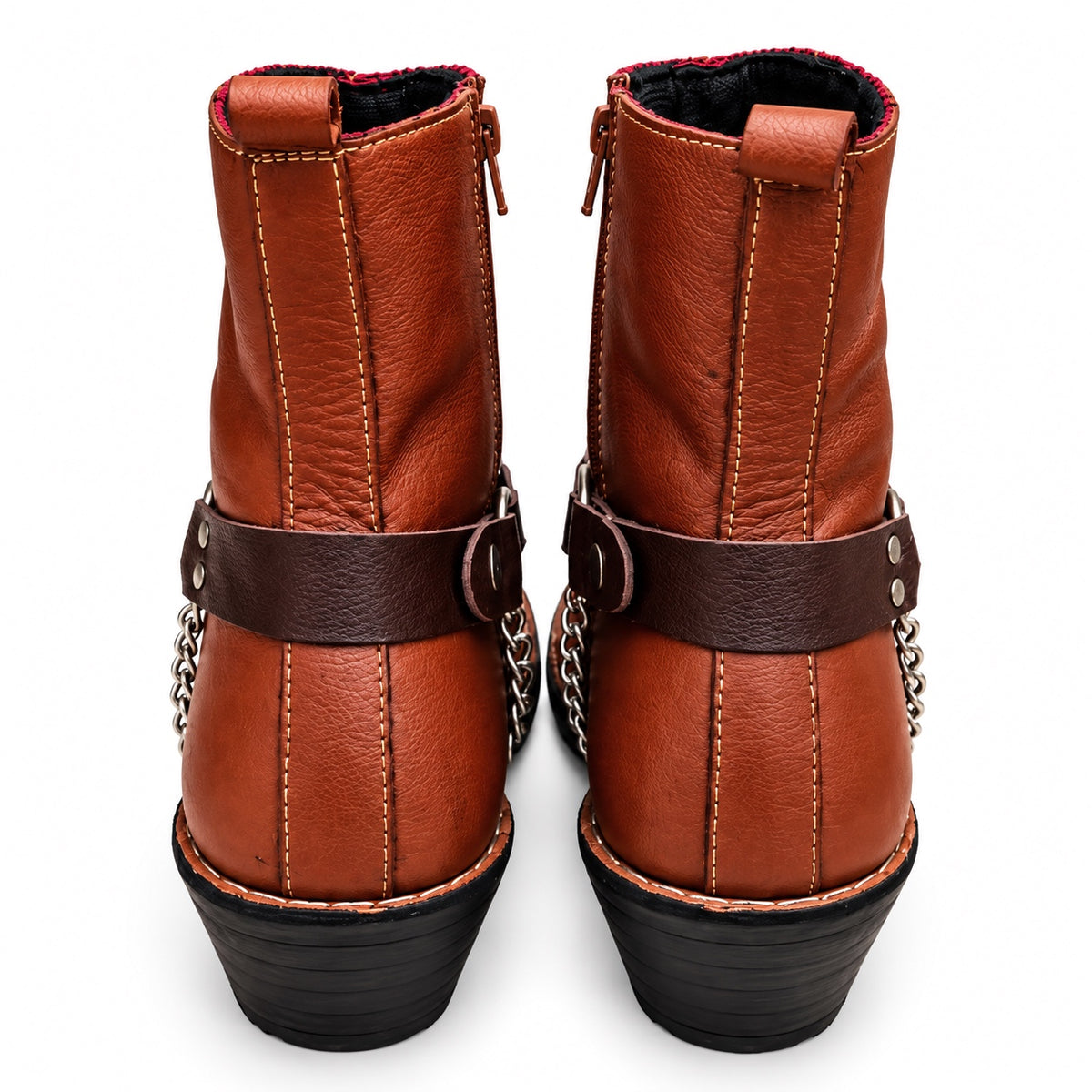 Handmade Vintage Brown Leather Ankle Zipper Boot