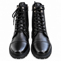 Black Combat Lace-Up & Zipper Boot
