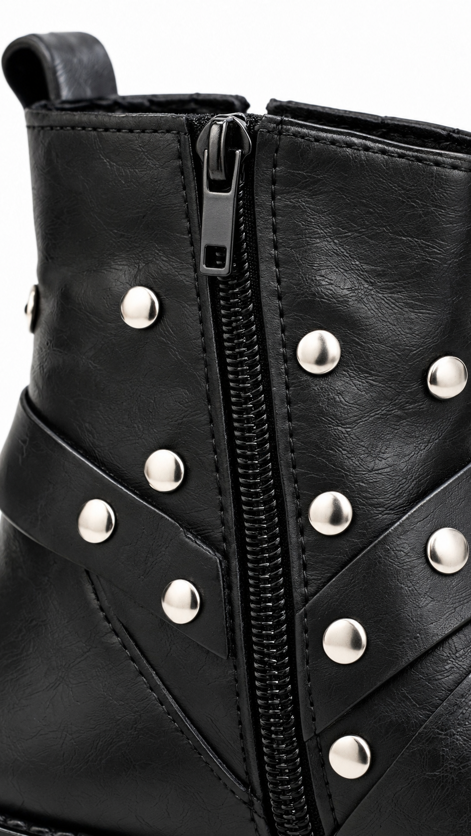 •Handmade Black Leather Boot with Buckle & Strap Ankle Boot•