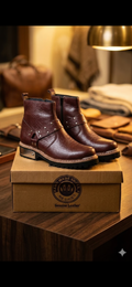 Premium Brown Python Print Zeeper Boot with Chunky sole and round Shape with Stylish Harness and Luxury Boot