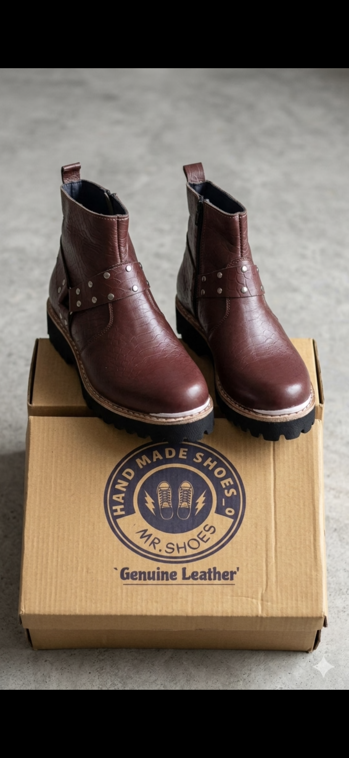 Premium Brown Python Print Zeeper Boot with Chunky sole and round Shape with Stylish Harness and Luxury Boot