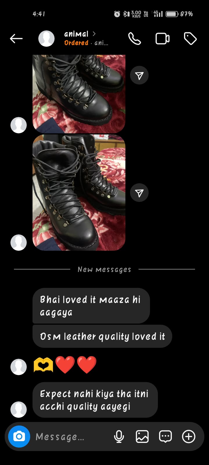 Customer feedback screenshot from Someone