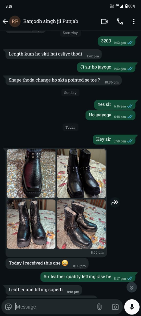 Customer feedback screenshot from Ranjodh