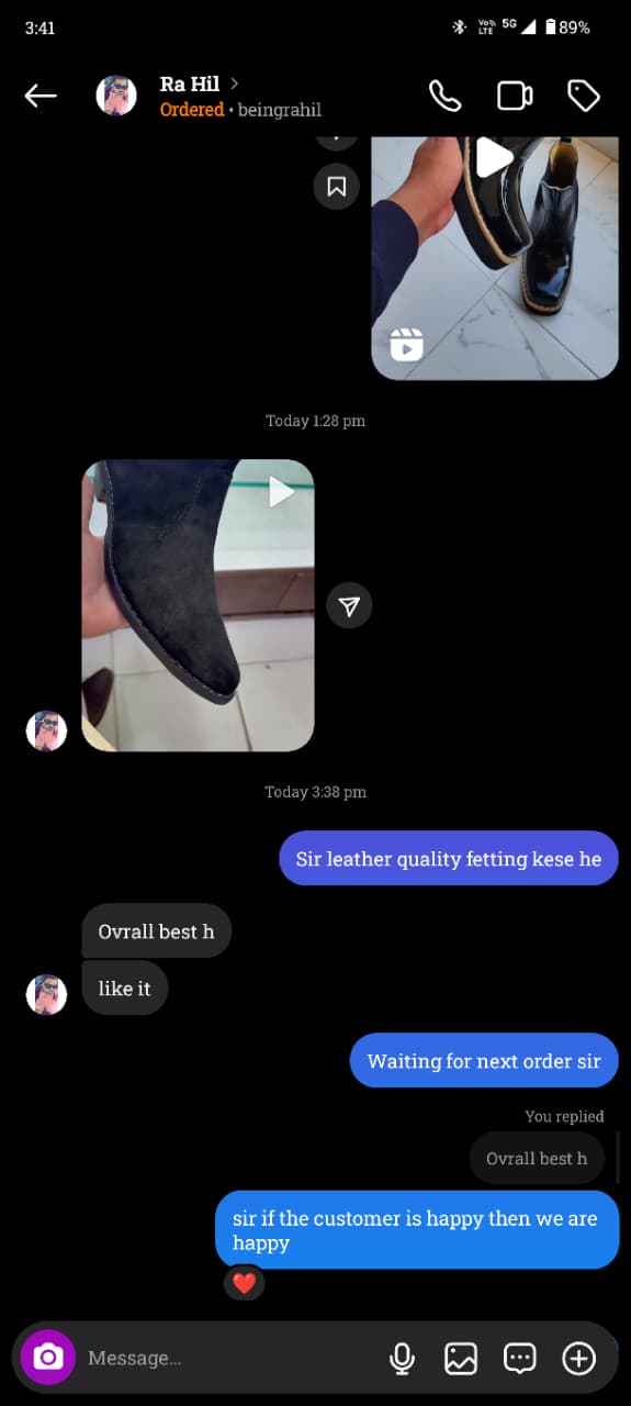 Customer feedback screenshot from Rahil