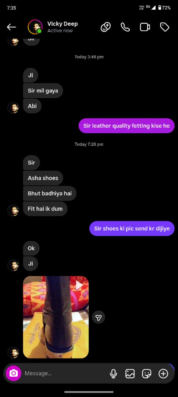 Customer feedback screenshot from Vicky