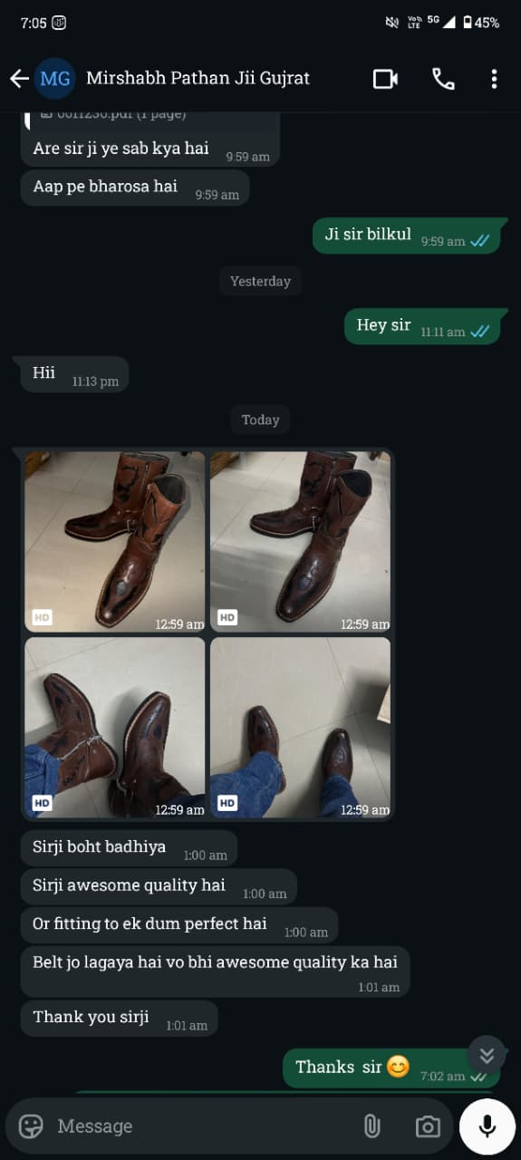 Customer feedback screenshot from Mirshab